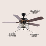Paolo 52" Farmhouse Industrial Iron Scroll Drum Shade LED Ceiling Fan With Remote