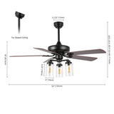 Lucas 52"  Rustic Industrial Iron/Wood/Seeded Glass Mobile-App/Remote-Controlled LED Ceiling Fan - JONATHAN Y