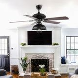 Ashton 52" Farmhouse Industrial Iron Dome Shade LED Ceiling Fan With Remote - JONATHAN Y