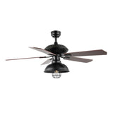 Ashton 52" Farmhouse Industrial Iron Dome Shade LED Ceiling Fan With Remote - JONATHAN Y