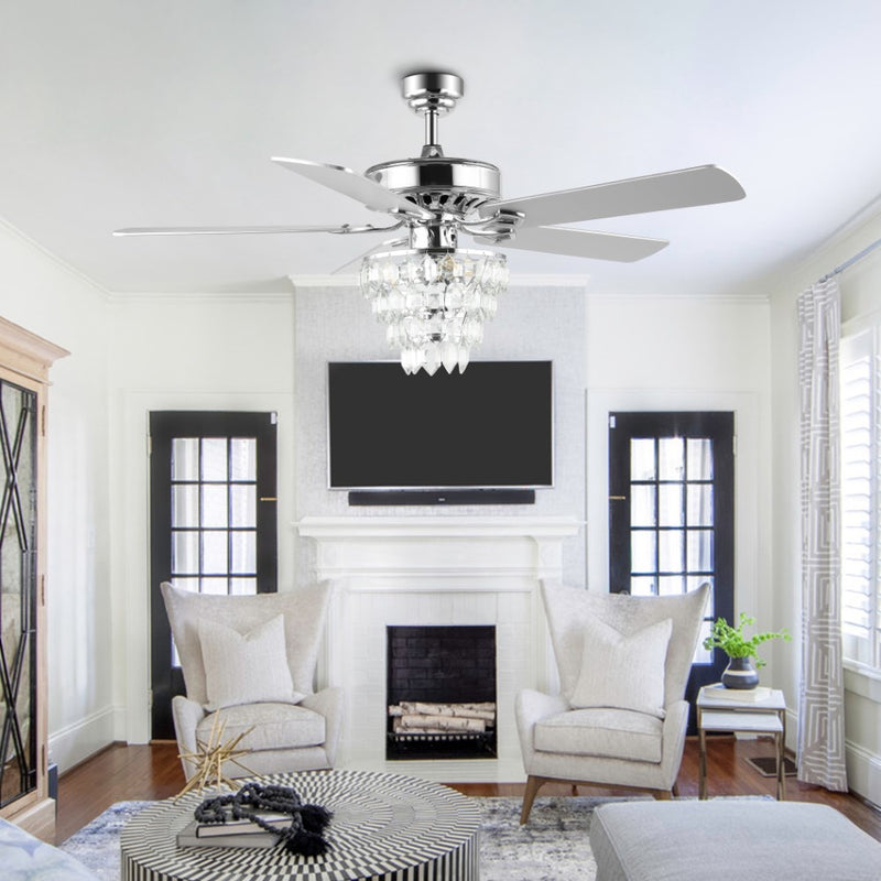 Mindy 52" Glam Modern Crystal Shade LED Ceiling Fan With Remote - JONATHAN Y