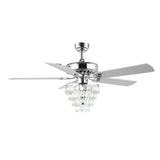 Mindy 52" Glam Modern Crystal Shade LED Ceiling Fan With Remote - JONATHAN Y