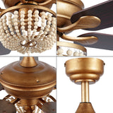 Erin 52"  Rustic Farmhouse Iron/Wood Bead Mobile-App/Remote-Controlled LED Ceiling Fan - JONATHAN Y
