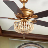 Erin 52"  Rustic Farmhouse Iron/Wood Bead Mobile-App/Remote-Controlled LED Ceiling Fan - JONATHAN Y
