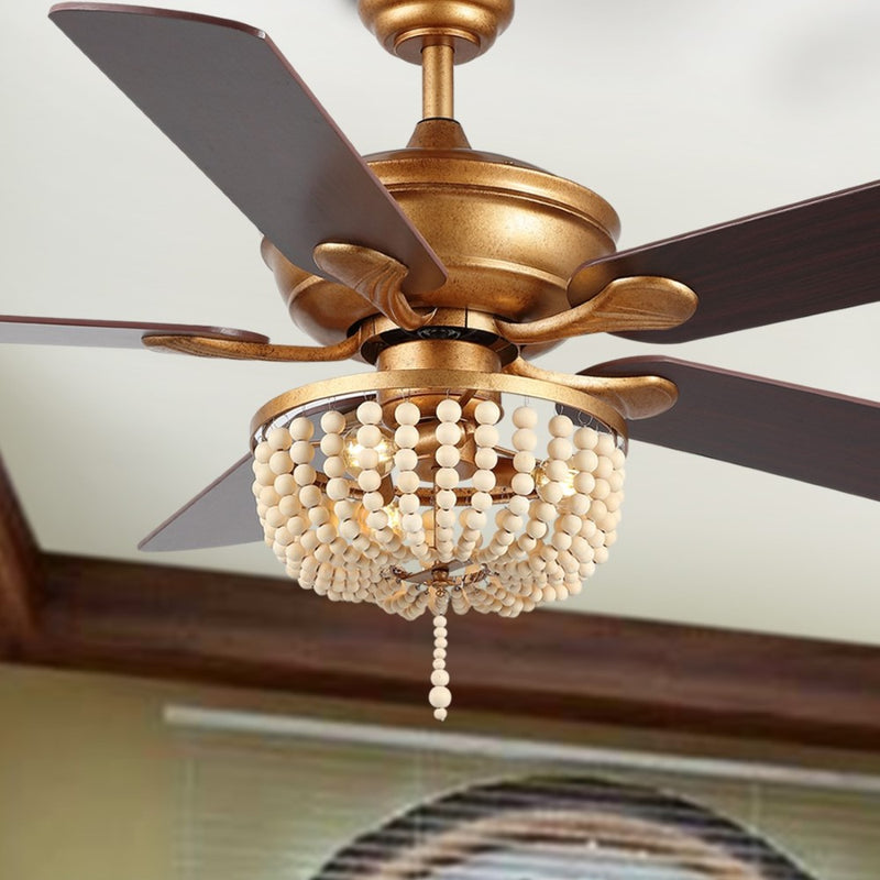Erin 52"  Rustic Farmhouse Iron/Wood Bead Mobile-App/Remote-Controlled LED Ceiling Fan - JONATHAN Y