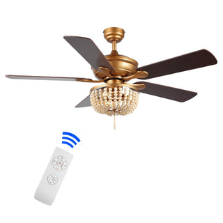 Erin 52"  Rustic Farmhouse Iron/Wood Bead Mobile-App/Remote-Controlled LED Ceiling Fan - JONATHAN Y