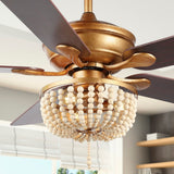 Erin 52"  Rustic Farmhouse Iron/Wood Bead Mobile-App/Remote-Controlled LED Ceiling Fan - JONATHAN Y