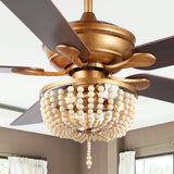 Erin 52"  Rustic Farmhouse Iron/Wood Bead Mobile-App/Remote-Controlled LED Ceiling Fan - JONATHAN Y