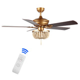 Erin 52"  Rustic Farmhouse Iron/Wood Bead Mobile-App/Remote-Controlled LED Ceiling Fan - JONATHAN Y