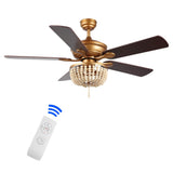 Erin 52"  Rustic Farmhouse Iron/Wood Bead Mobile-App/Remote-Controlled LED Ceiling Fan - JONATHAN Y