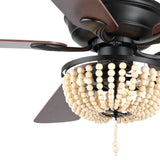 Erin 52"  Rustic Farmhouse Iron/Wood Bead Mobile-App/Remote-Controlled LED Ceiling Fan - JONATHAN Y