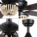 Erin 52"  Rustic Farmhouse Iron/Wood Bead Mobile-App/Remote-Controlled LED Ceiling Fan - JONATHAN Y