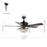 Erin 52"  Rustic Farmhouse Iron/Wood Bead Mobile-App/Remote-Controlled LED Ceiling Fan - JONATHAN Y