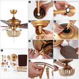 Erin 52"  Rustic Farmhouse Iron/Wood Bead Mobile-App/Remote-Controlled LED Ceiling Fan - JONATHAN Y