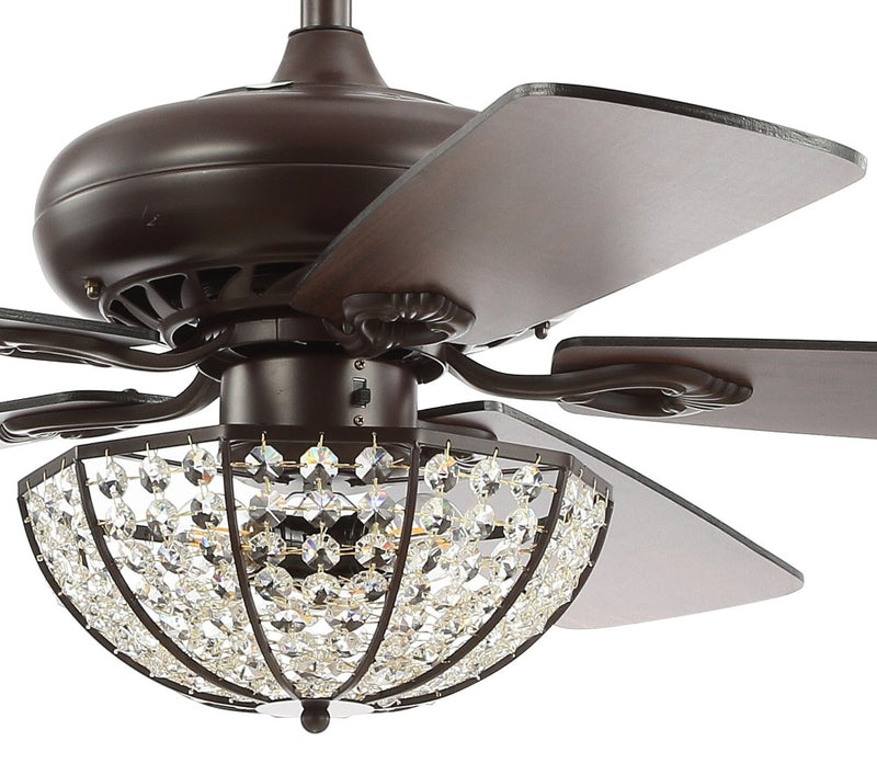 Joanna 52" Bronze Crystal LED Ceiling Fan With Remote - JONATHAN Y