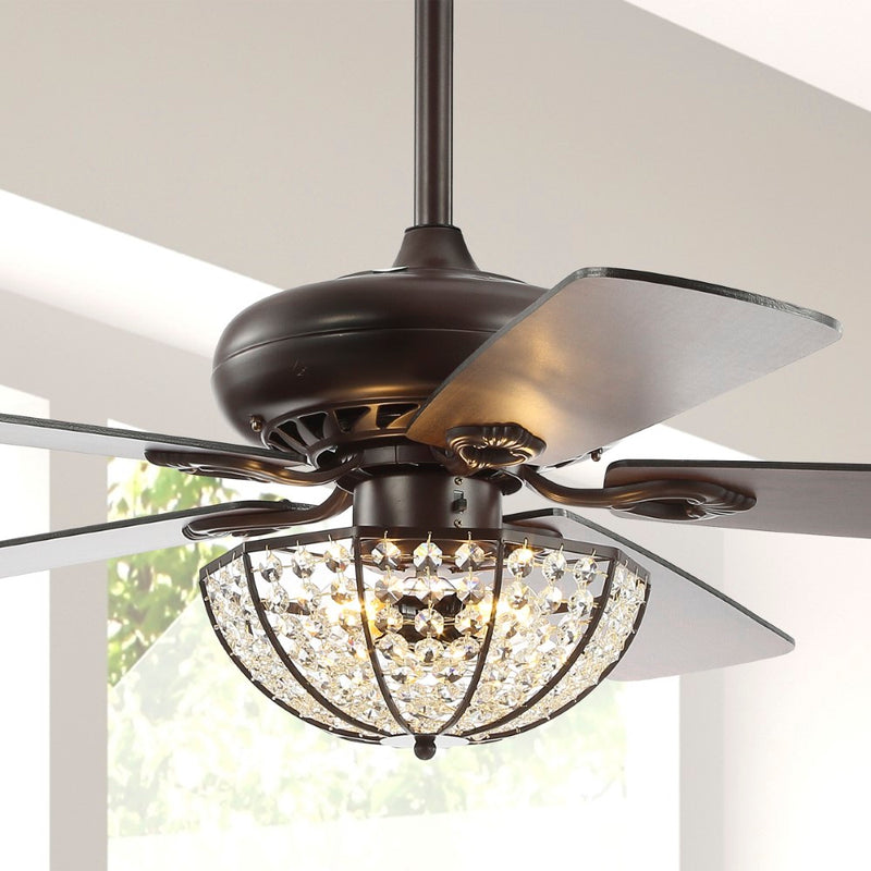 Joanna 52" Bronze Crystal LED Ceiling Fan With Remote - JONATHAN Y