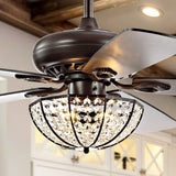 Joanna 52" Bronze Crystal LED Ceiling Fan With Remote - JONATHAN Y