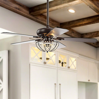 Joanna 52" Bronze Crystal LED Ceiling Fan With Remote - JONATHAN Y