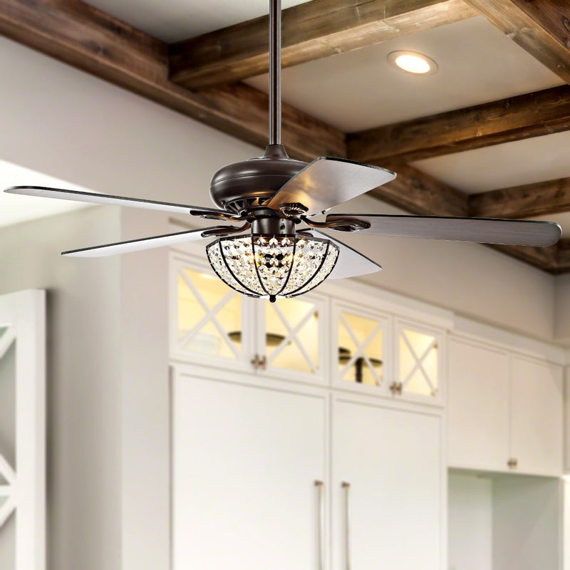 Joanna 52" Bronze Crystal LED Ceiling Fan With Remote - JONATHAN Y