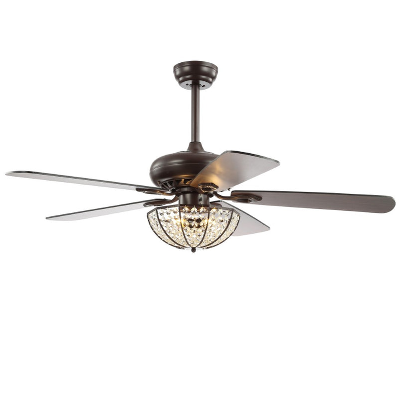 Joanna 52" Bronze Crystal LED Ceiling Fan With Remote - JONATHAN Y