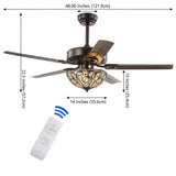 Ali 48" Wrought Iron LED Ceiling Fan With Remote Oil Rubbed Bronze / 3 Sockets – DIM