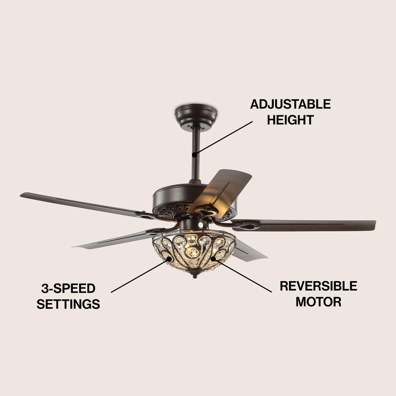 Ali 48" Wrought Iron LED Ceiling Fan With Remote