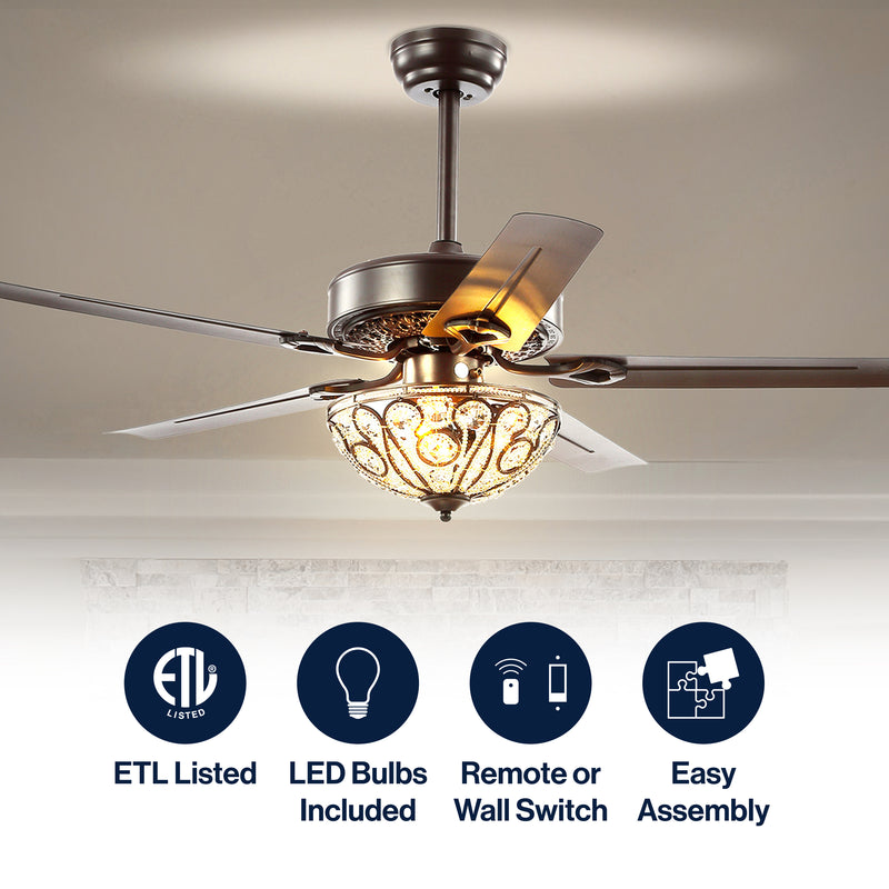 Ali 48" Wrought Iron LED Ceiling Fan With Remote