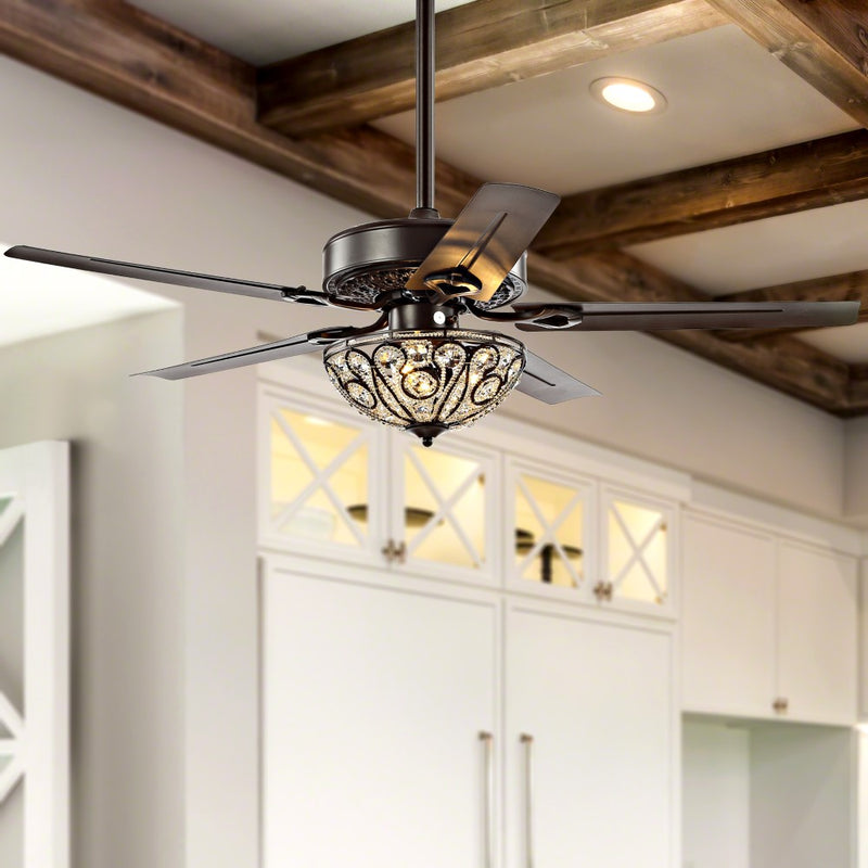 Ali 48" Wrought Iron LED Ceiling Fan With Remote - JONATHAN Y