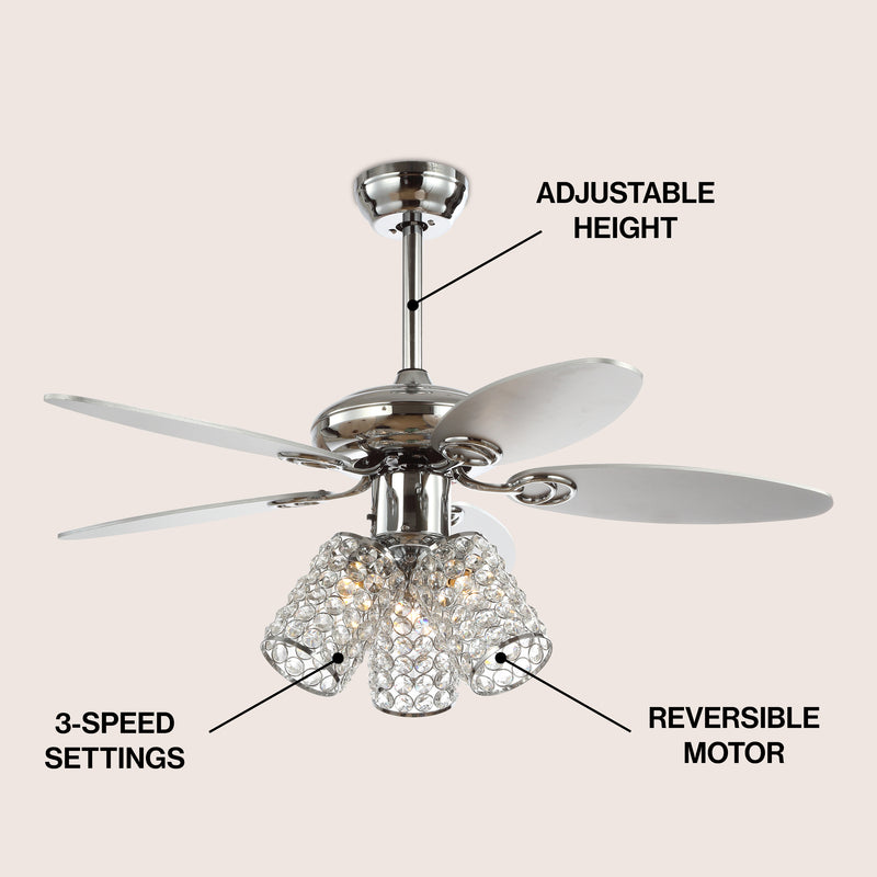 Kris 42" Crystal LED Ceiling Fan With Remote