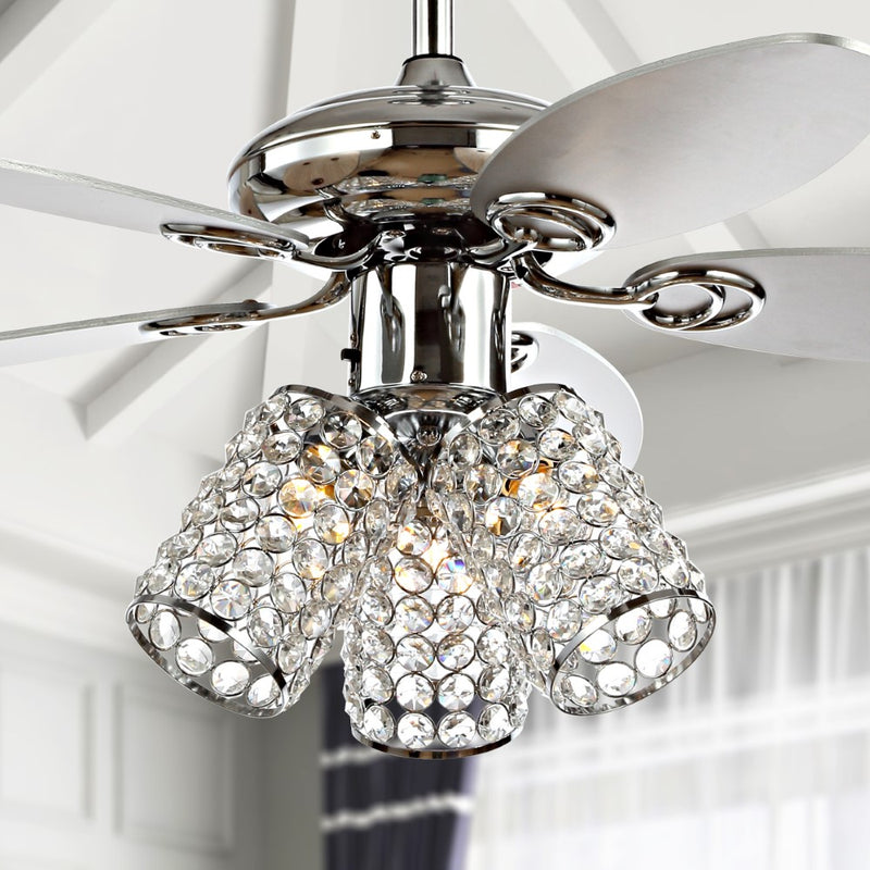 Kris 42" Crystal LED Ceiling Fan With Remote - JONATHAN Y