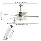 Mandy 52" Crystal Prism Drum LED Ceiling Fan With Remote Chrome / 3 Sockets – DIM