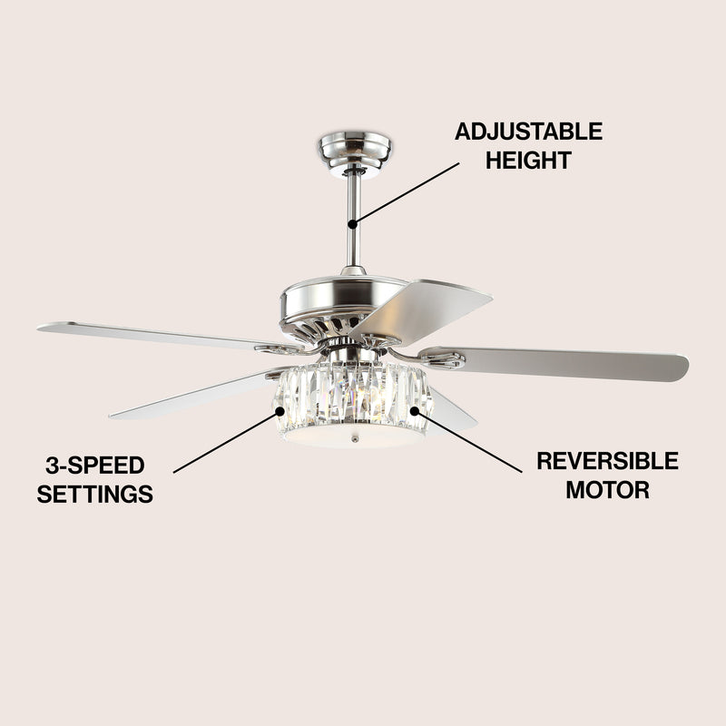 Mandy 52" Crystal Prism Drum LED Ceiling Fan With Remote