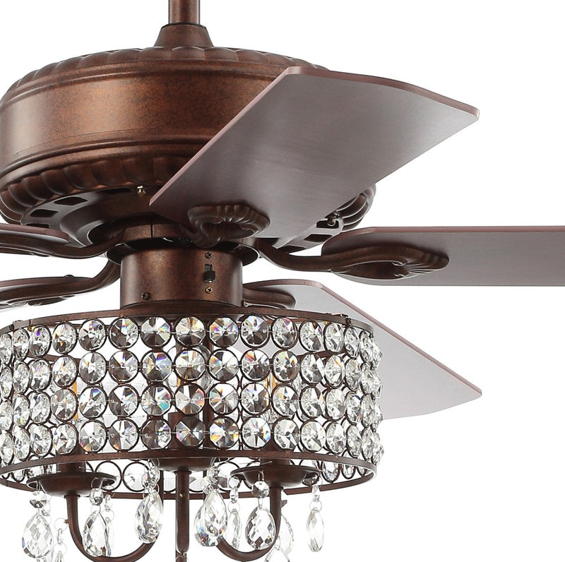 Becky 52" Crystal LED Chandelier Fan With Remote - JONATHAN Y