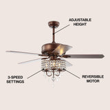 Becky 52" Crystal LED Fan With Remote