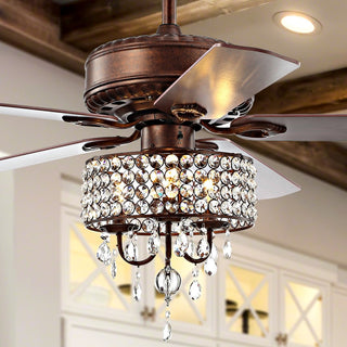Becky 52" Crystal LED Chandelier Fan With Remote - JONATHAN Y