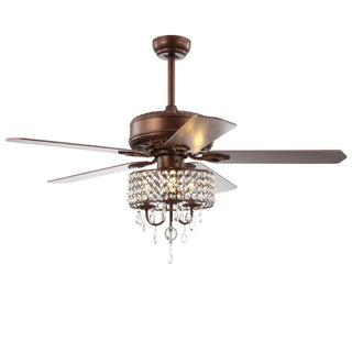 Becky 52" Crystal LED Chandelier Fan With Remote - JONATHAN Y