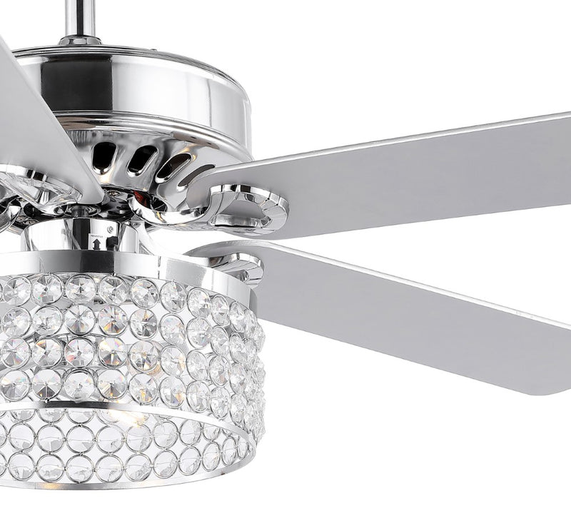 Kristie 52" Crystal/Metal Modern Glam Drum LED Ceiling Fan With Remote - JONATHAN Y