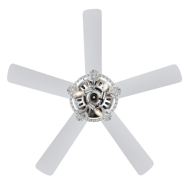 Kristie 52" Crystal/Metal Modern Glam Drum LED Ceiling Fan With Remote - JONATHAN Y