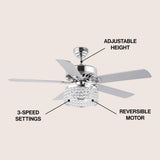Kristie 52" Crystal/Metal Modern Glam Drum LED Ceiling Fan With Remote
