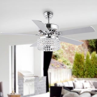 Kristie 52" Crystal/Metal Modern Glam Drum LED Ceiling Fan With Remote - JONATHAN Y