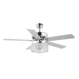 Kristie 52" Crystal/Metal Modern Glam Drum LED Ceiling Fan With Remote - JONATHAN Y