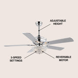 Cammy 52" Traditional Transitional Iron LED CEILING FAN