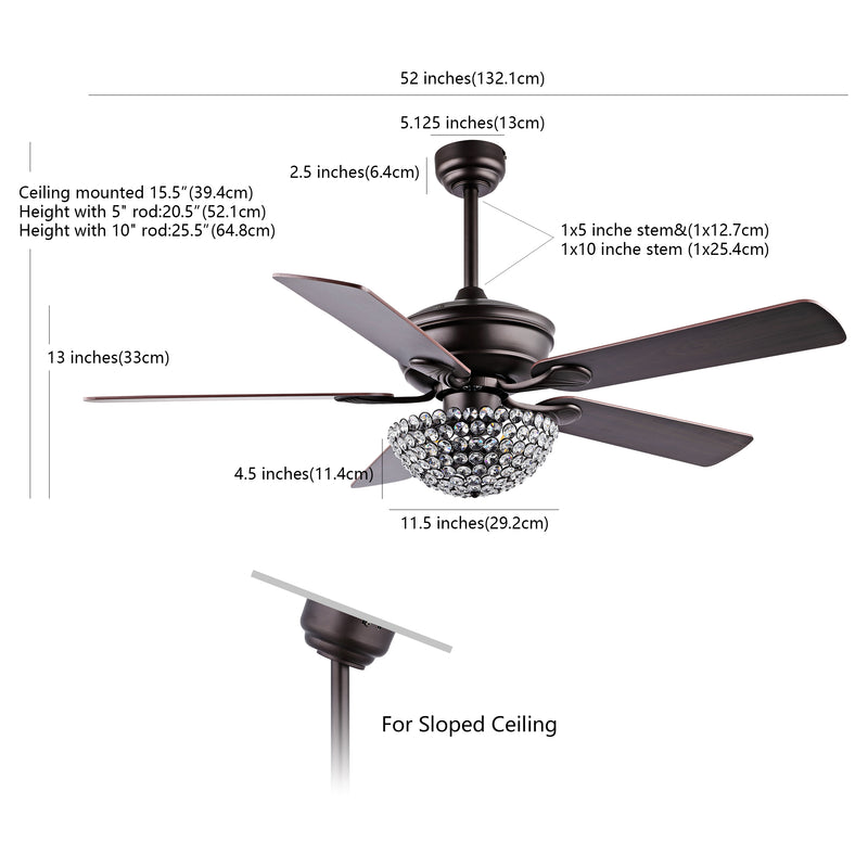 Cammy 52" Traditional Transitional Iron LED CEILING FAN - JONATHAN Y