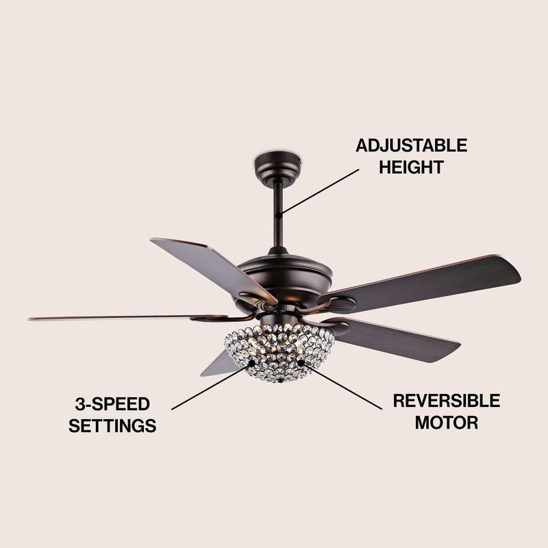 Cammy 52" Traditional Transitional Iron LED CEILING FAN