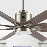 Octo 66" Contemporary Industrial Iron/Plastic Mobile-App/Remote-Controlled 6-Speed Ceiling Fan with Integrated LED Light - JONATHAN Y