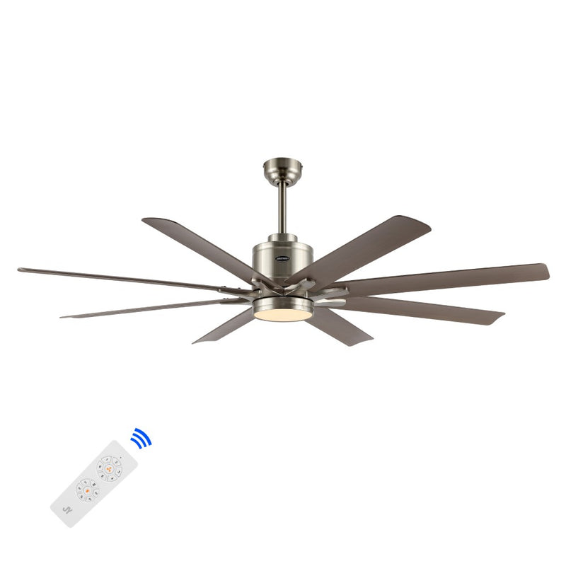 Octo 66" Contemporary Industrial Iron/Plastic Mobile-App/Remote-Controlled 6-Speed Ceiling Fan with Integrated LED Light - JONATHAN Y