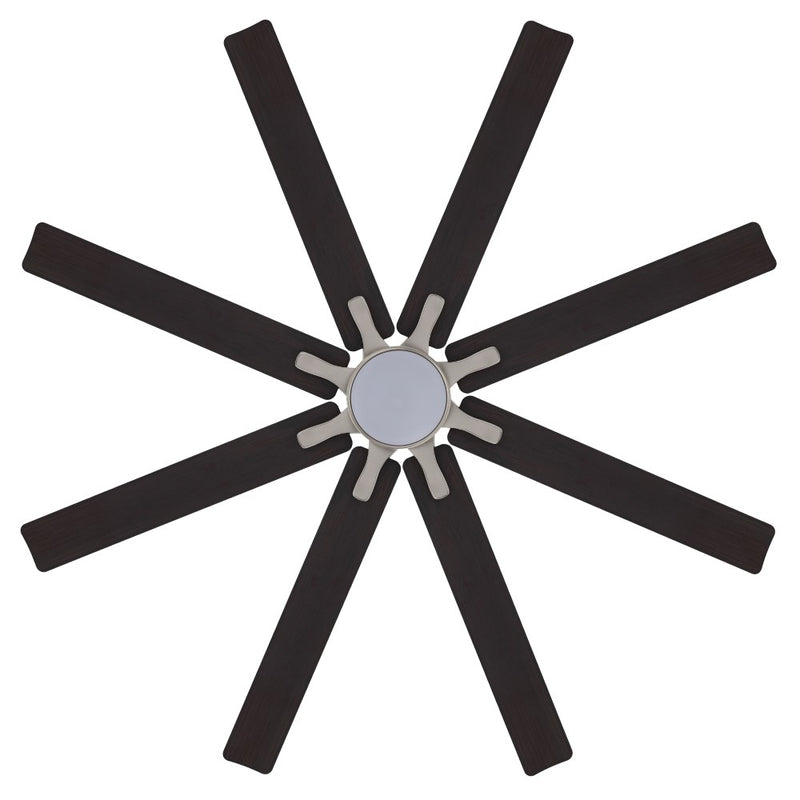 Octo 66" Contemporary Industrial Iron/Plastic Mobile-App/Remote-Controlled 6-Speed Ceiling Fan with Integrated LED Light - JONATHAN Y