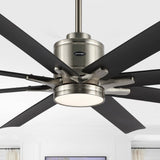 Octo 66" Contemporary Industrial Iron/Plastic Mobile-App/Remote-Controlled 6-Speed Ceiling Fan with Integrated LED Light - JONATHAN Y