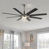 Octo 66" Contemporary Industrial Iron/Plastic Mobile-App/Remote-Controlled 6-Speed Ceiling Fan with Integrated LED Light - JONATHAN Y
