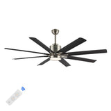 Octo 66" Contemporary Industrial Iron/Plastic Mobile-App/Remote-Controlled 6-Speed Ceiling Fan with Integrated LED Light - JONATHAN Y